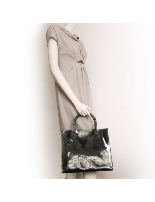 Sac cabas GUCCI collector en plastique fumé anses bambou