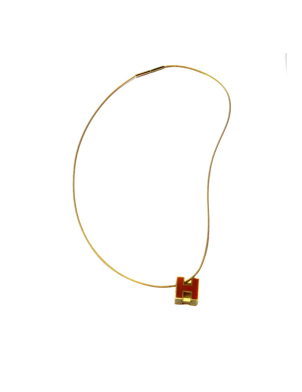 Pendentif HERMES "cage d'H" en émail et son lien 