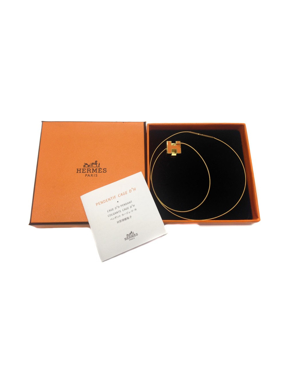 Pendentif HERMES "cage d'H" en émail et son lien 