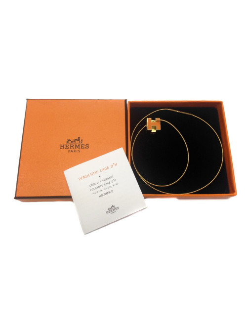 Pendentif HERMES "cage d'H" en émail et son lien 