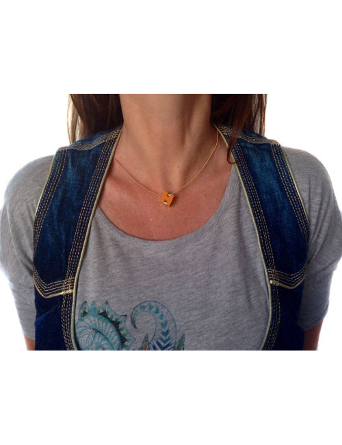 Pendentif HERMES "cage d'H" en émail et son lien 