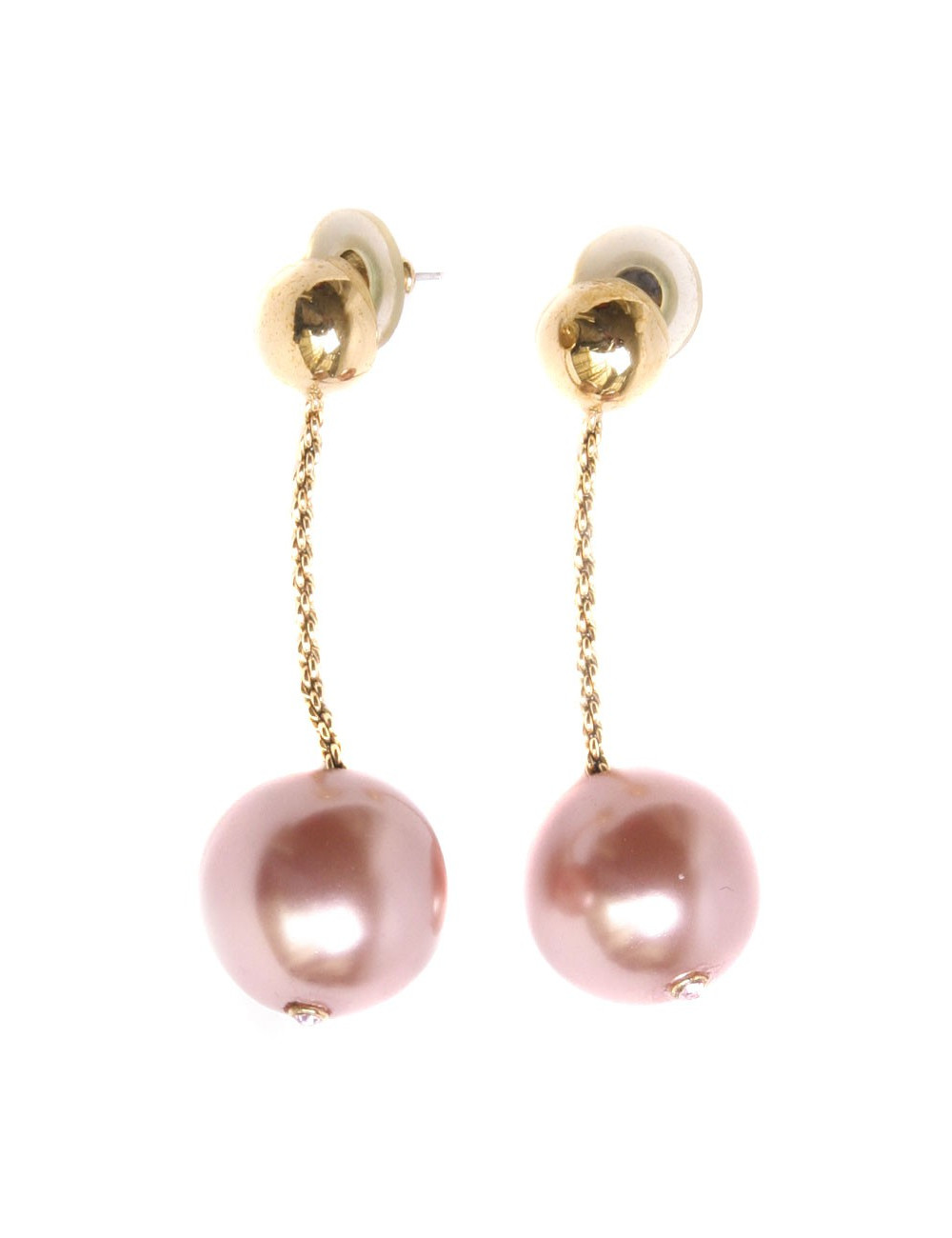 Boucles d'oreille pendantes perles rose nacré
