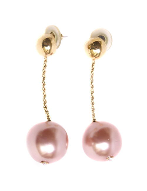 Boucles d'oreille pendantes perles rose nacré
