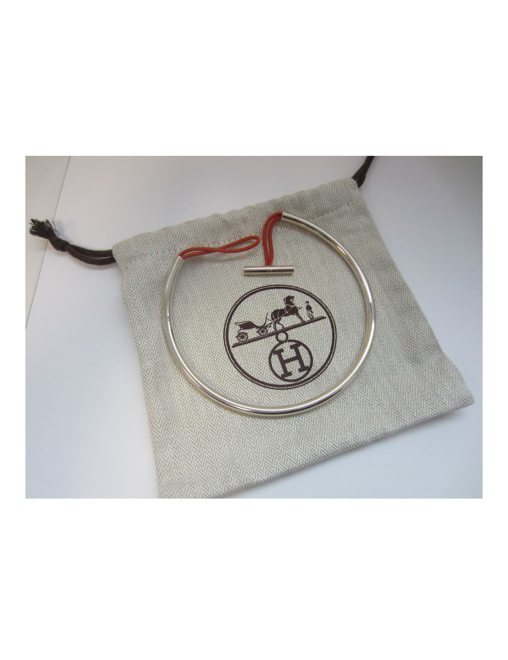 Ras massive silver neck HERMES necklace