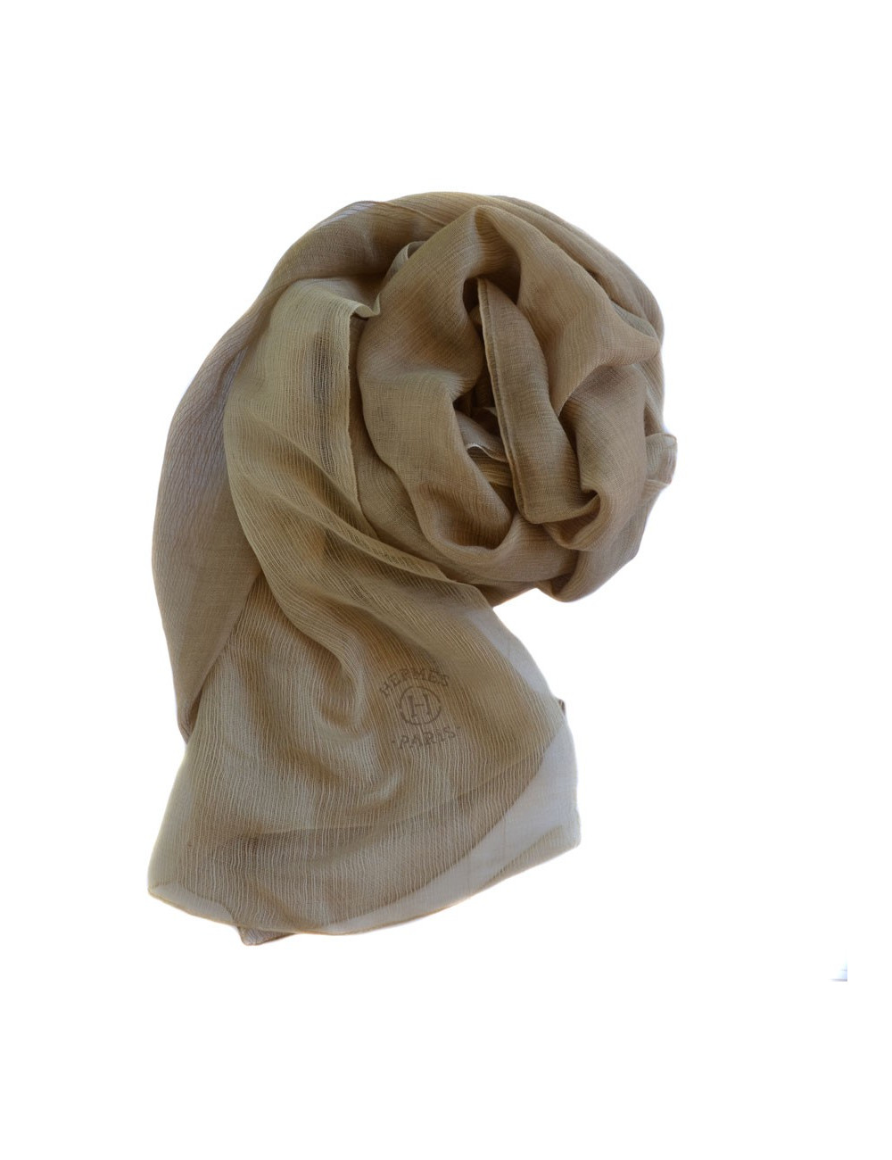 HERMES Plume shawl in a beige cashmere and silk 