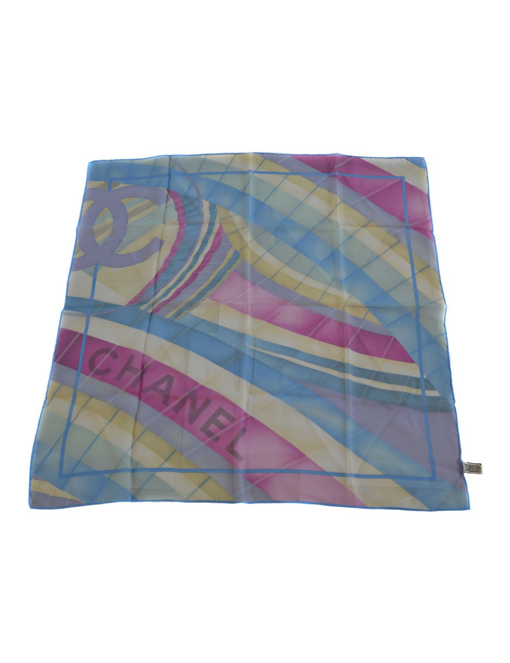 Foulard CHANEL en soie, tons pastels