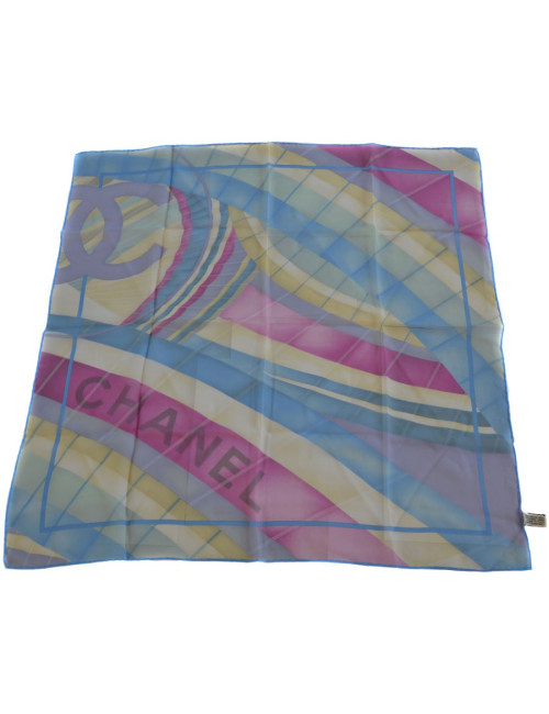 Foulard CHANEL en soie, tons pastels