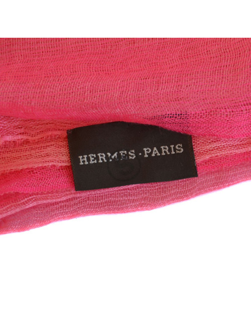 Etole HERMES Plume dans un dégradé de rose en cachemire et soie