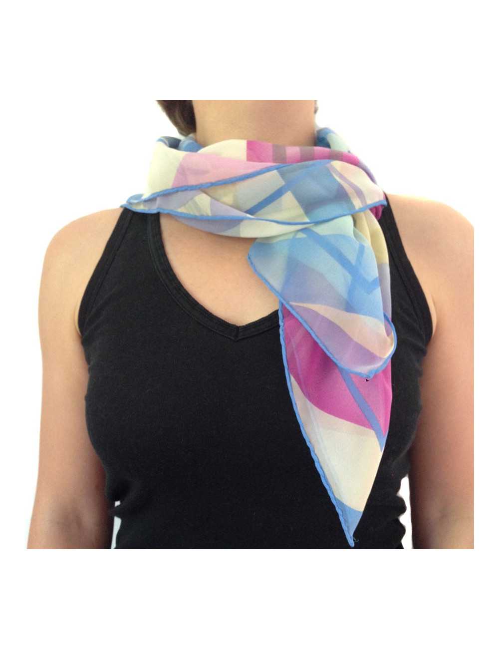 Foulard CHANEL en soie, tons pastels