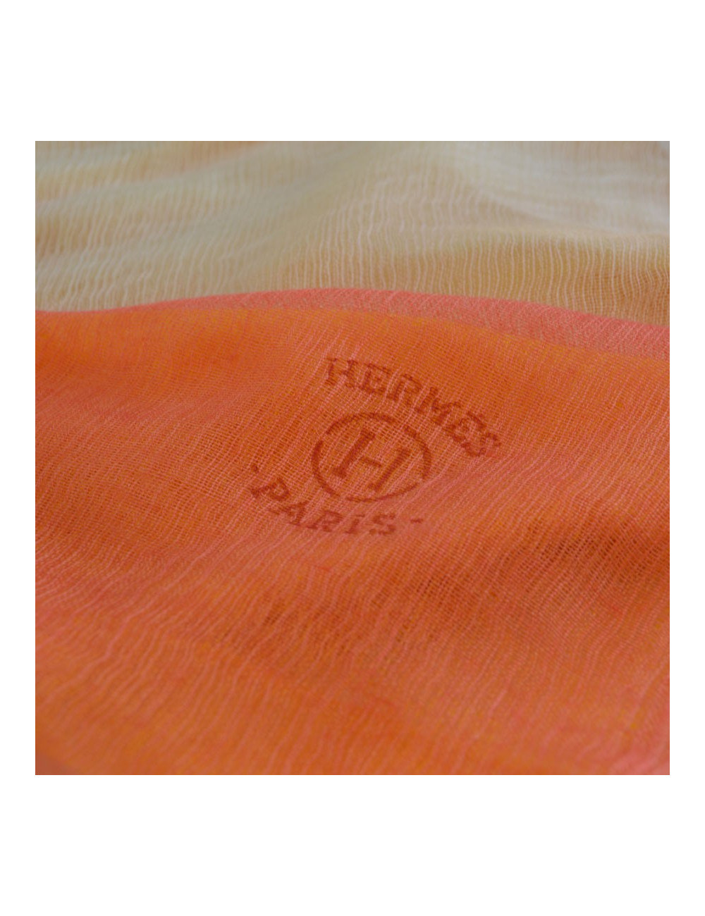 HERMES feather stole "New libris" yellow gradient Pink Cashmere and silk