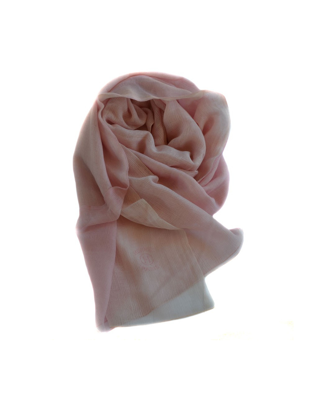 Scarf HERMES pale pink cashmere and silk
