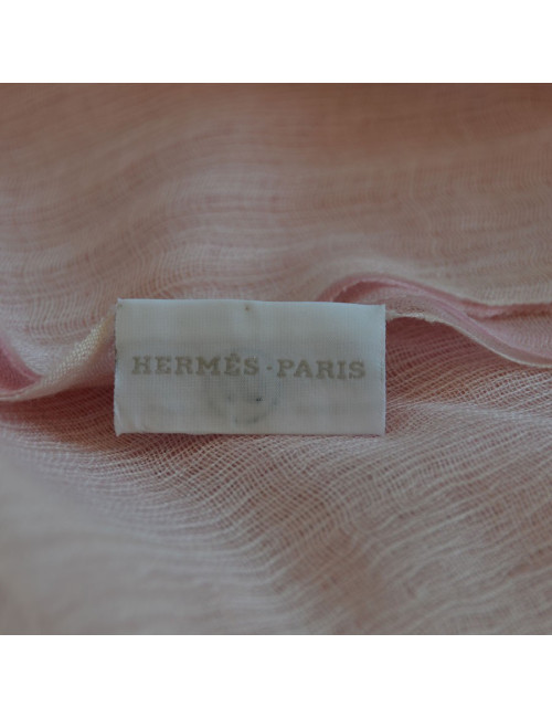 Scarf HERMES pale pink cashmere and silk
