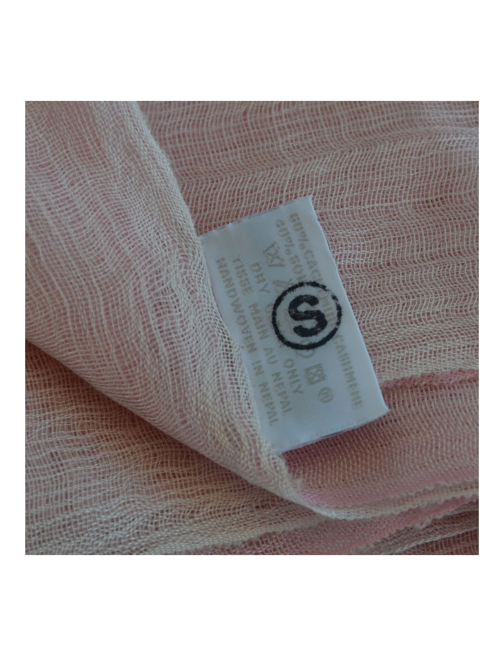 Scarf HERMES pale pink cashmere and silk