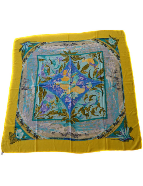 Châle HERMES "Tropiques"  en cachemire et soie