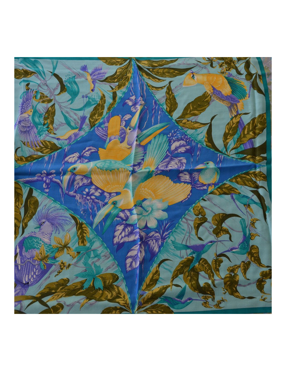 Shawl HERMES "Tropics" in Kashmir and yellow silk