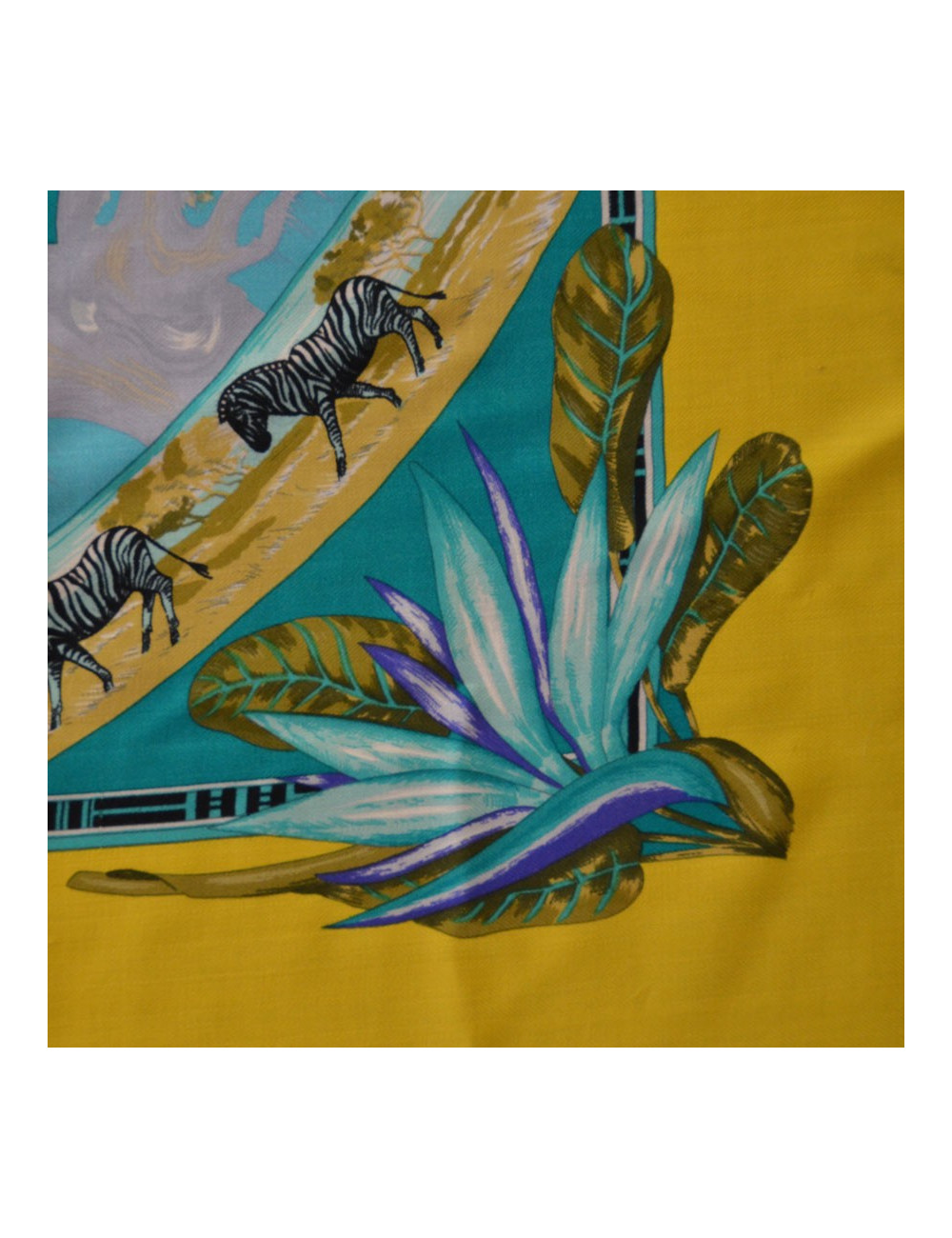 Shawl HERMES "Tropics" in Kashmir and yellow silk