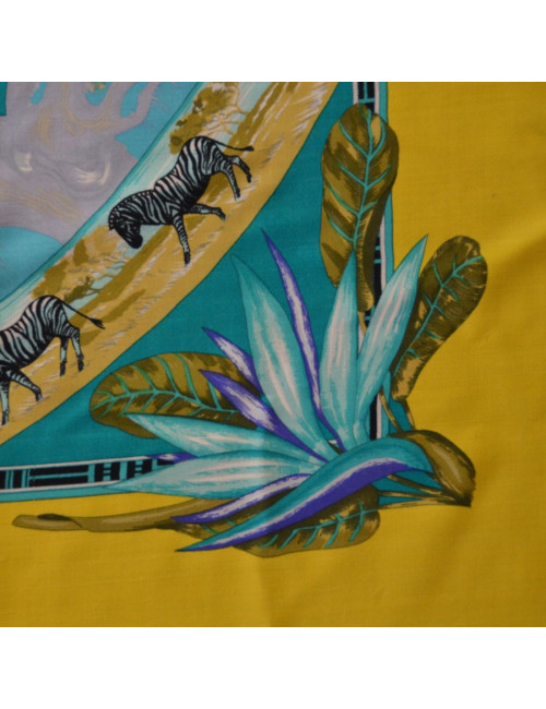 Shawl HERMES "Tropics" in Kashmir and yellow silk