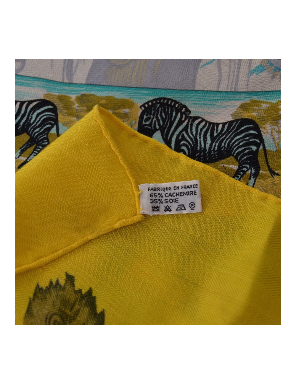 Shawl HERMES "Tropics" in Kashmir and yellow silk