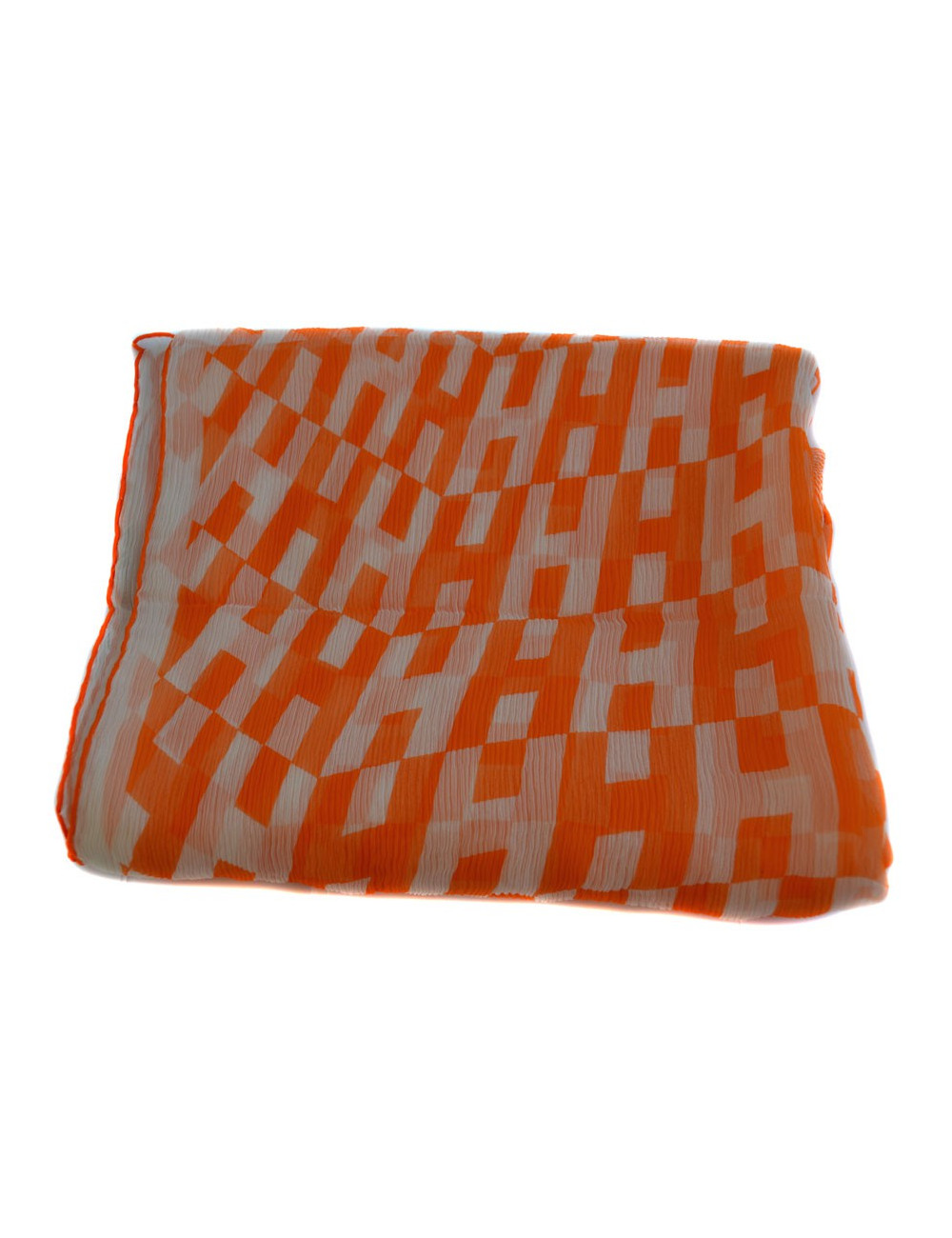 Foulard HERMES en crêpe de soie orange