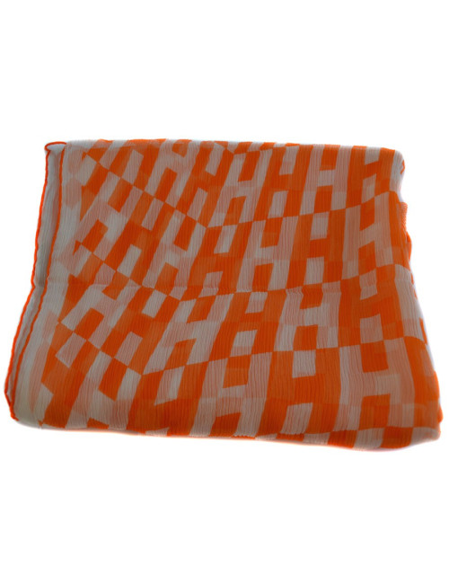 Foulard HERMES en soie froissée orange