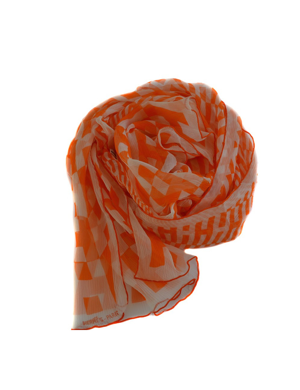 Foulard HERMES en soie froissée orange