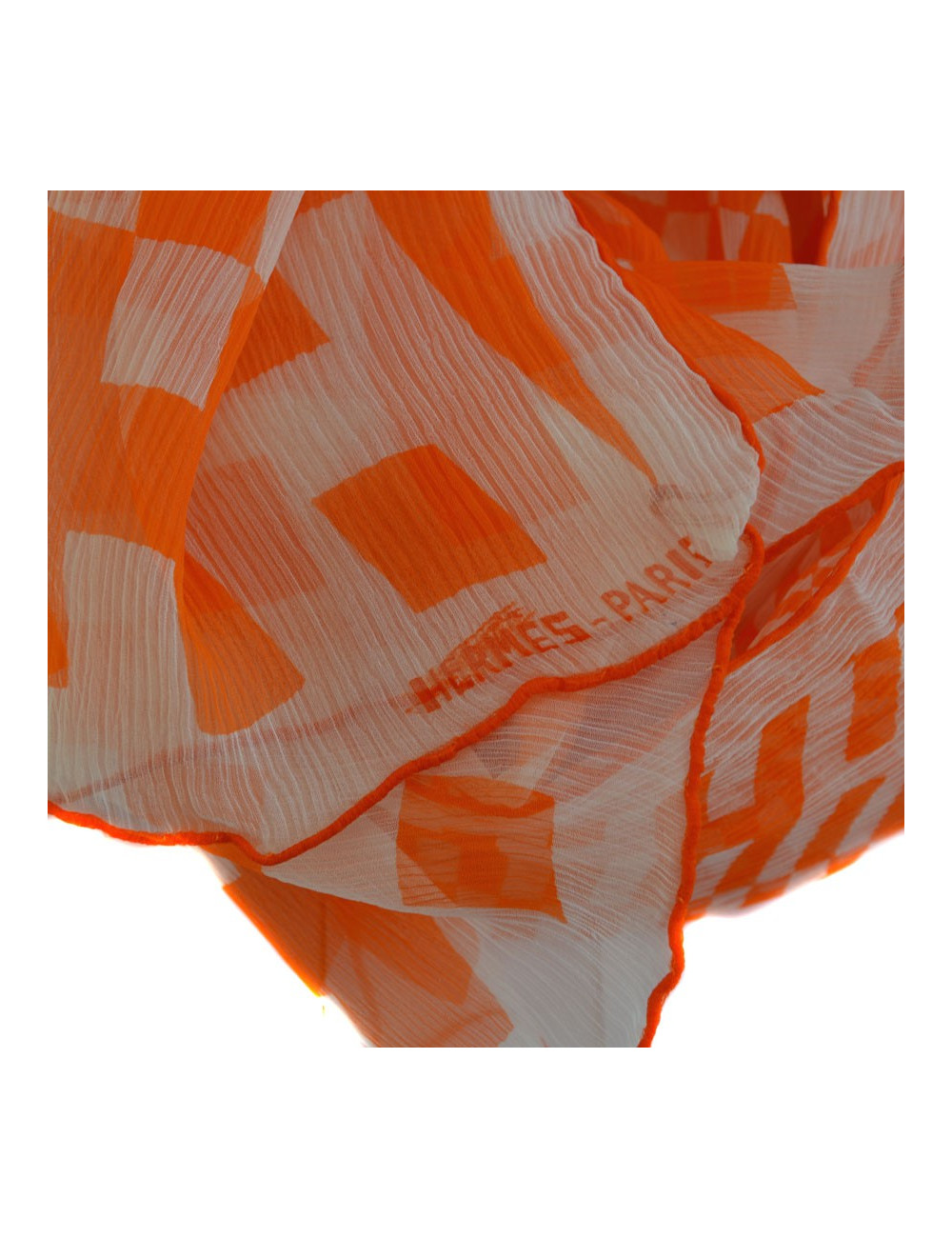 Foulard HERMES en soie froissée orange