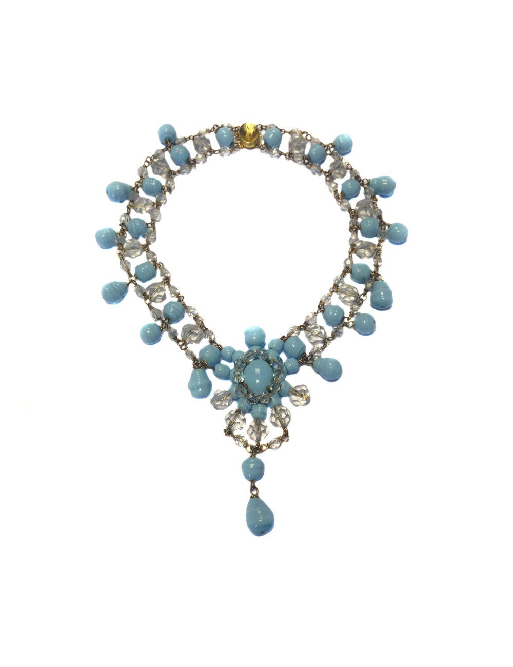 MARGUERITE DE VALOIS blue molten glass necklace