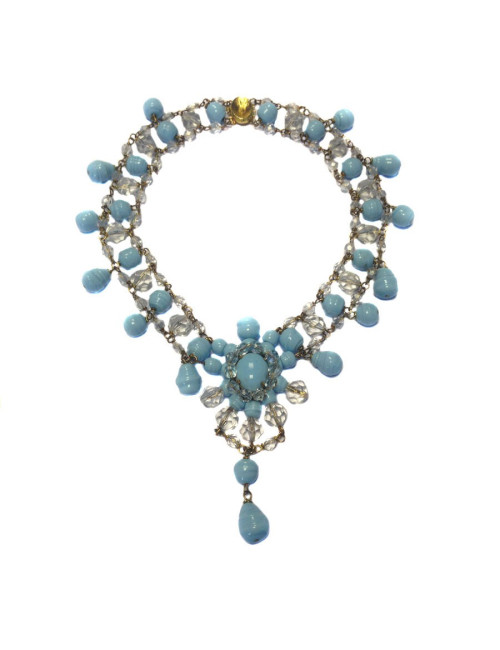 MARGUERITE DE VALOIS blue molten glass necklace