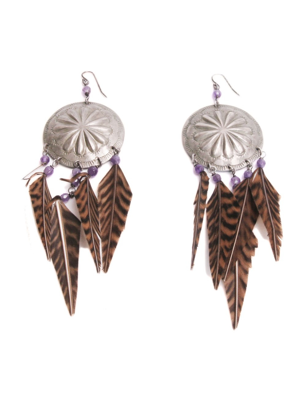 Clips d'oreille RALPH LAUREN plumes marron