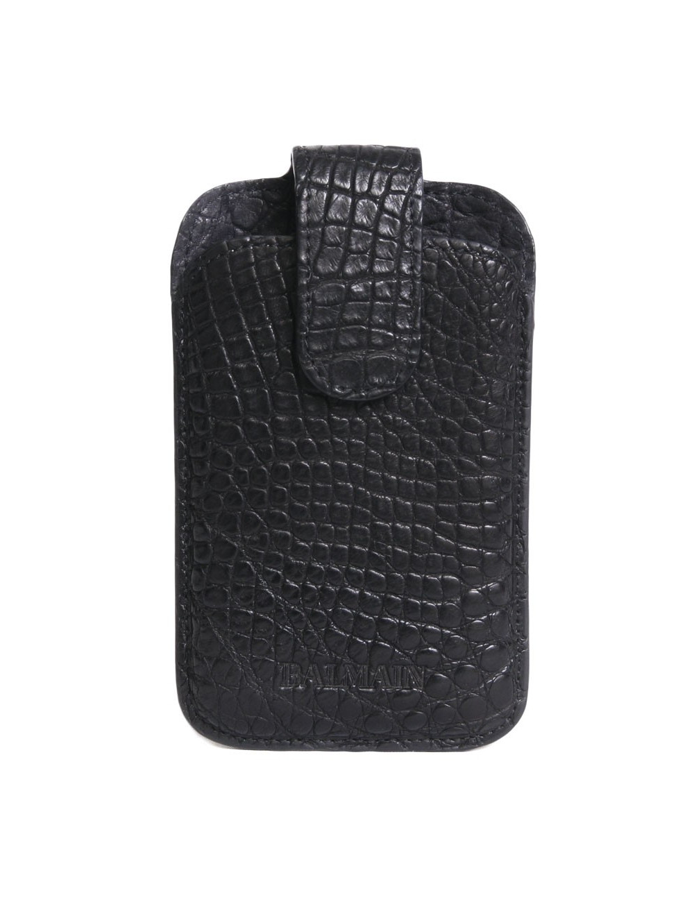 Etui BALMAIN cuir façon croco noir 