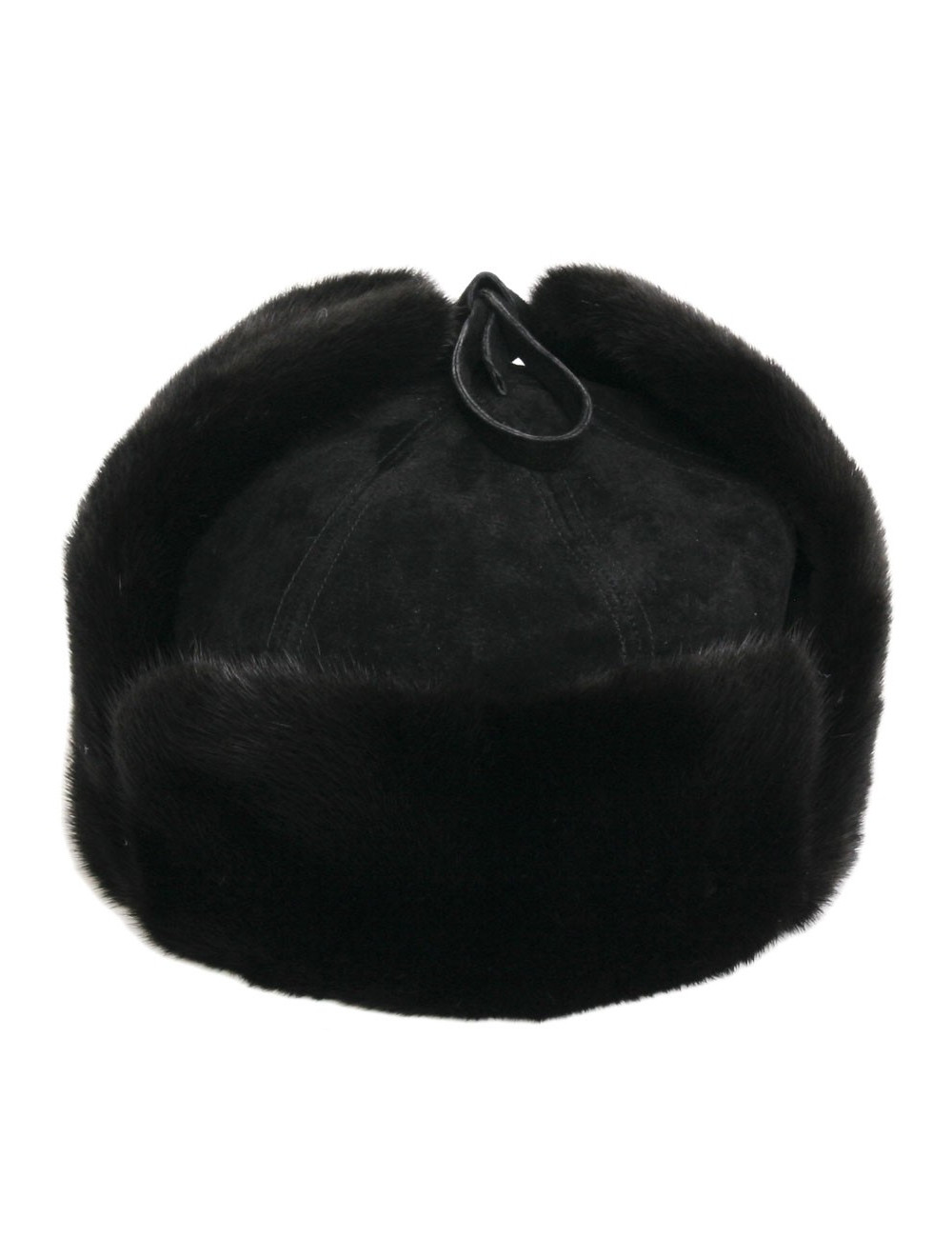 Chapka en daim et vison noir