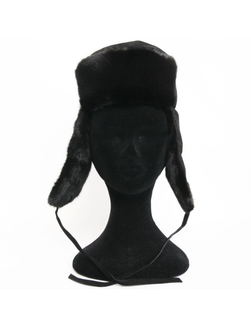 Unsigned Chapka In suede and black mink fur