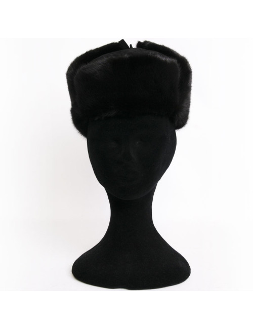 Unsigned Chapka In suede and black mink fur