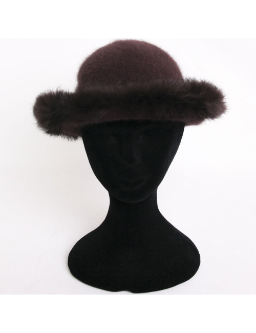 Bob in angora and fur brown hat