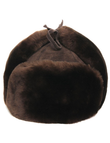 Chapka en peau retournée marron 