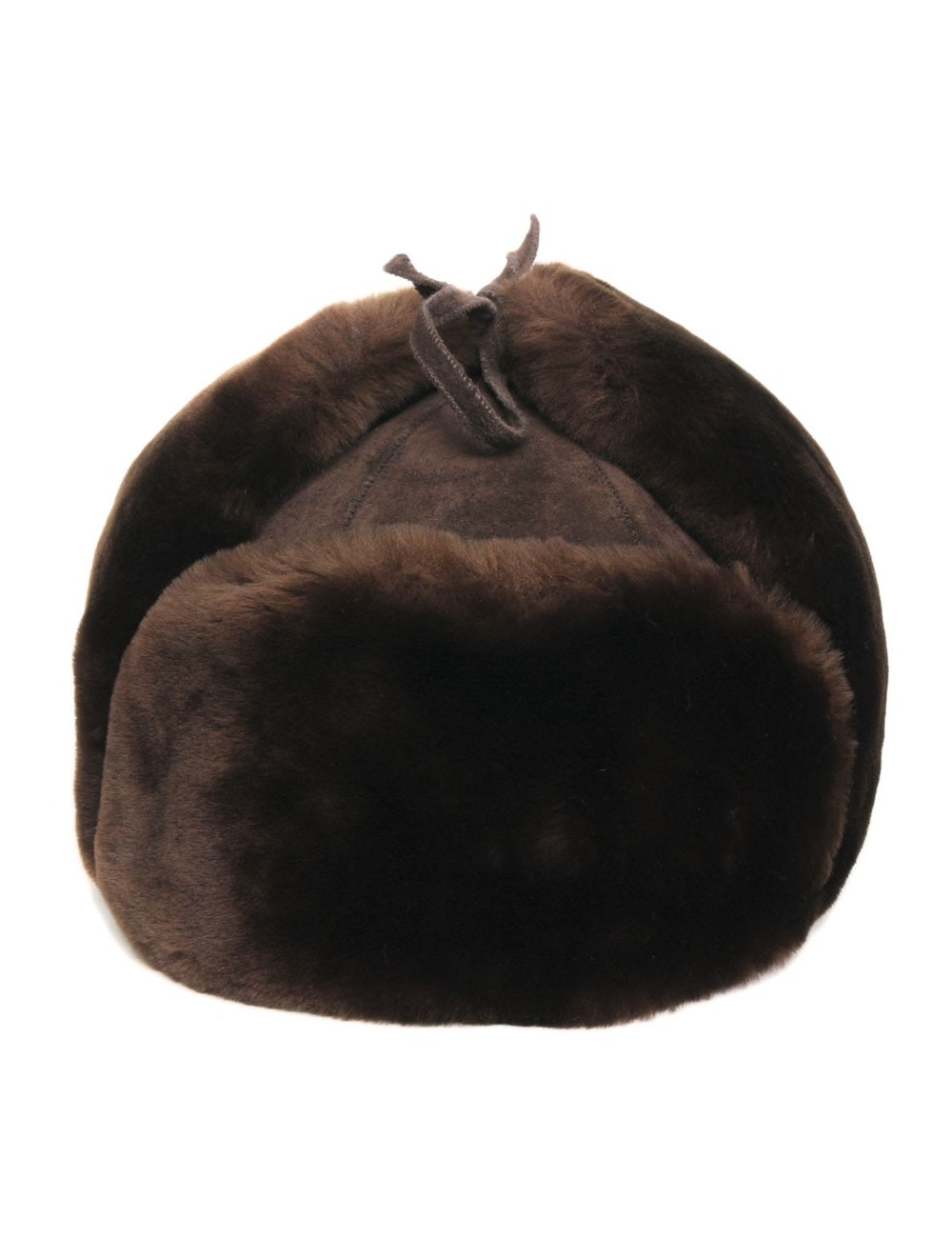 Chapka en peau retournée marron 