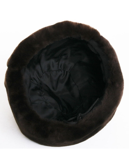 Chapka en peau retournée marron 