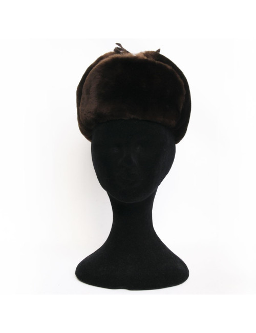 Chapka en peau retournée marron 