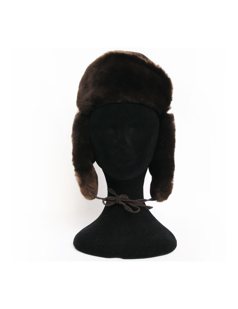 Chapka en peau retournée marron 