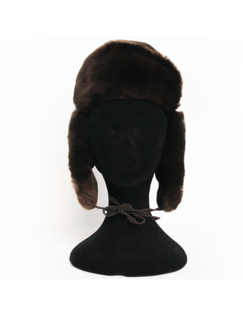 Chapka en peau retournée marron 