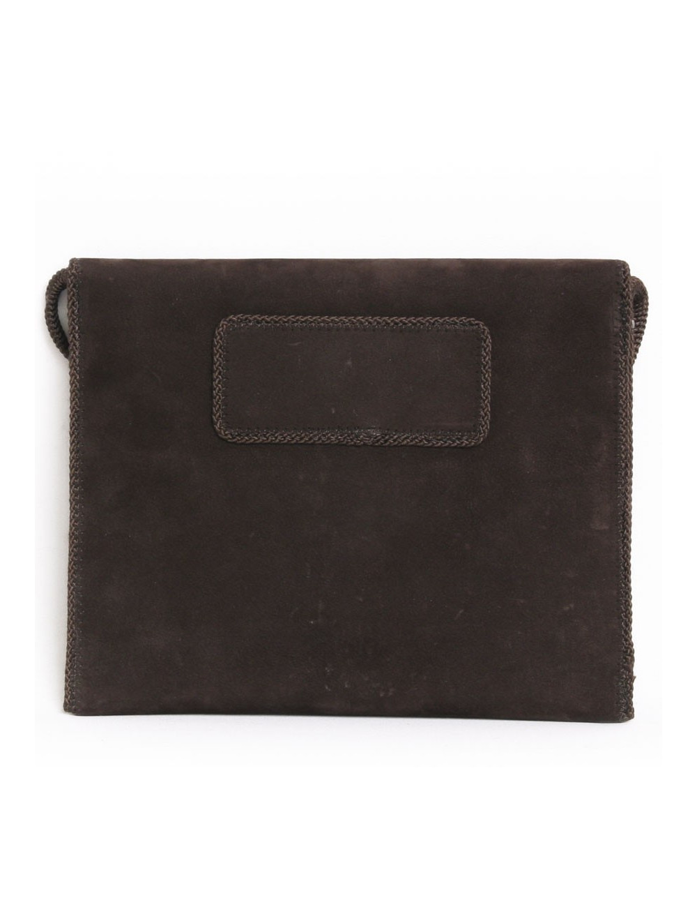 Sac pochette DOMINIQUE AURIENTIS en daim marron sertie de bijoux dorés