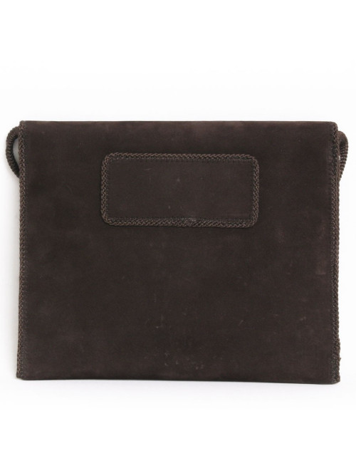 Bag pouch DOMINIQUE AURIENTIS in brown suede studded gold jewelry