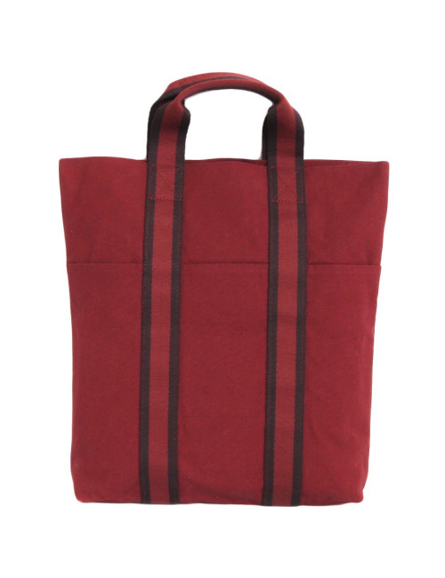Sac cabas HERMES en toile rouge H