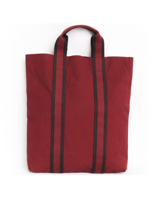 HERMES Bag Tote in red H canvas