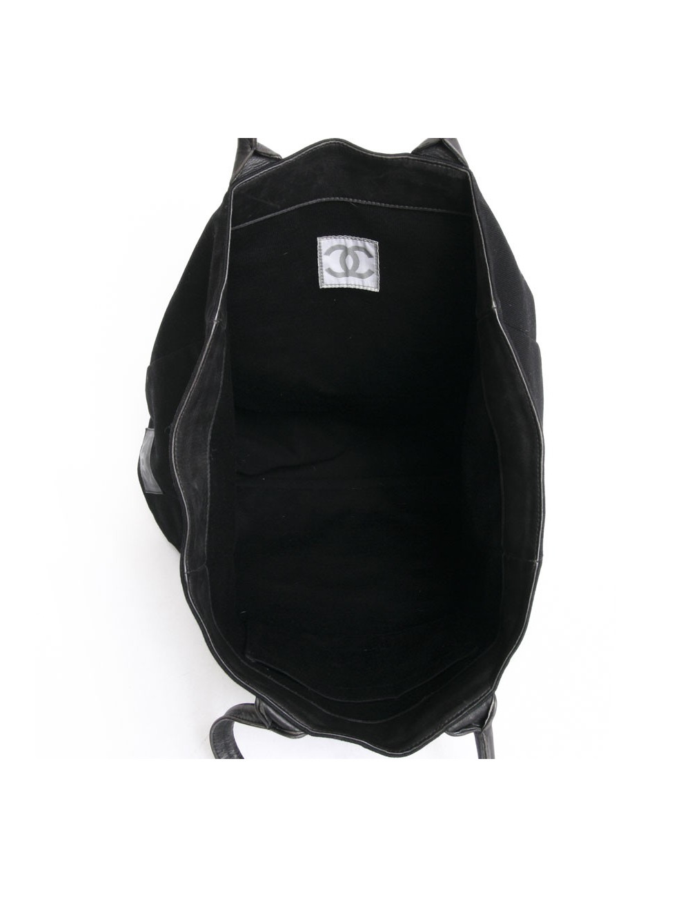 CHANEL tote bag in black jersey and leather