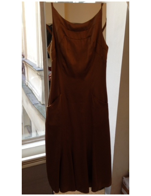 Robe CHANEL T 38 soie mordorée