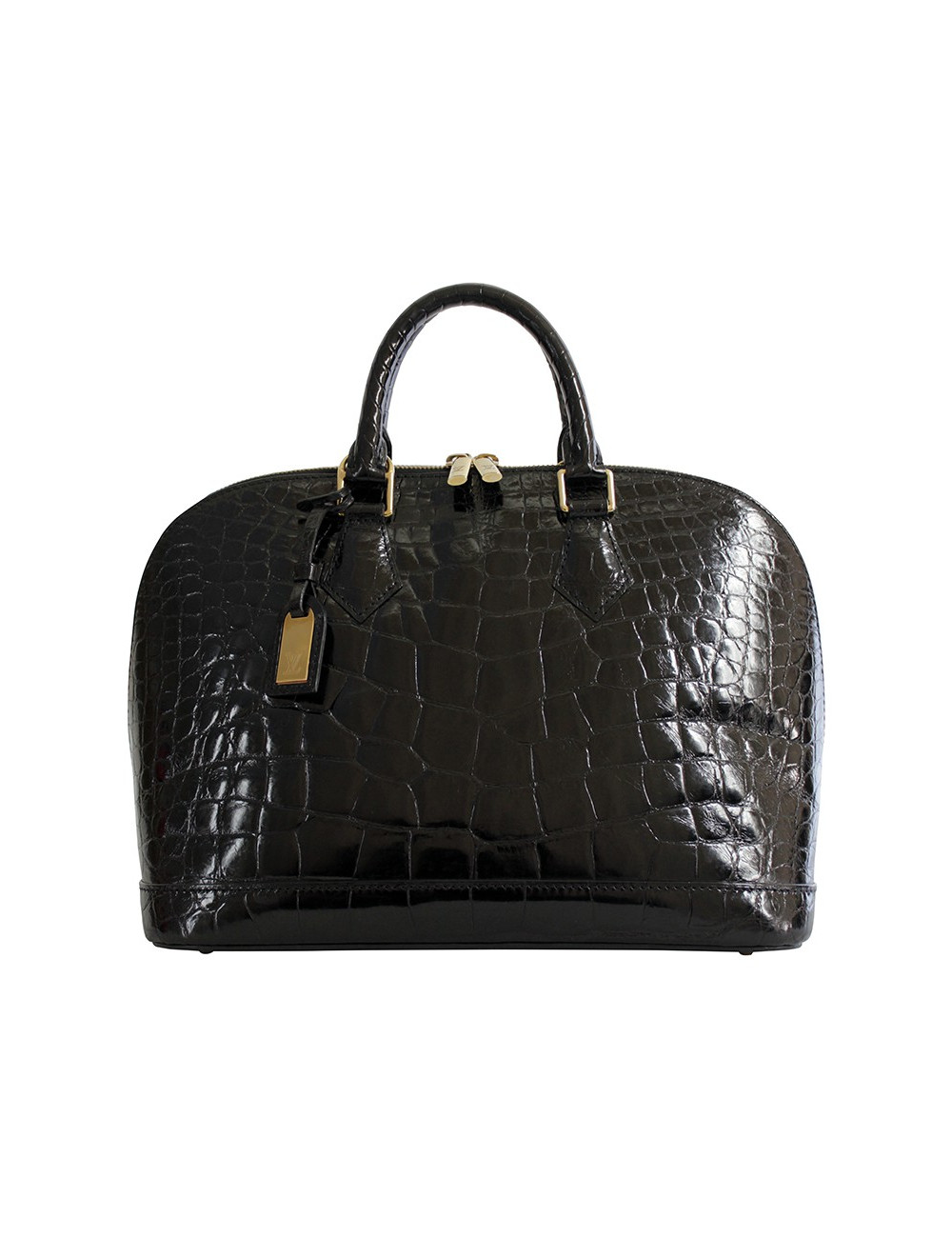 Sac "Alma" LOUIS VUITTON en cuir exotique alligator noir