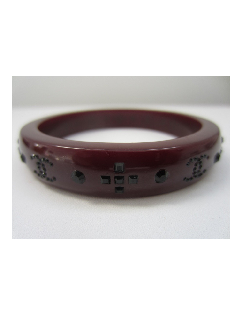 CHANEL Burgundy rhinestone bracelet