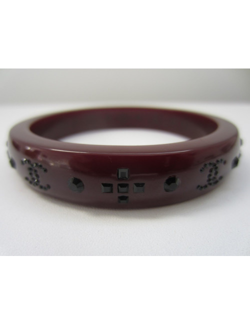 Bracelet pvc & strass bordeaux CHANEL
