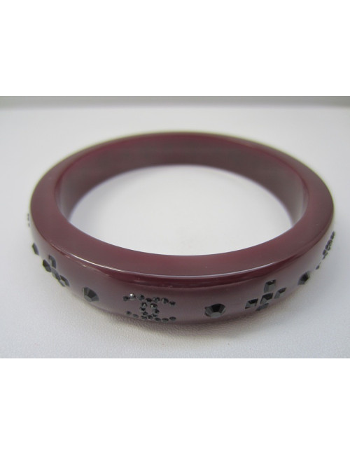 Bracelet pvc & strass bordeaux CHANEL